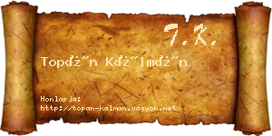 Topán Kálmán névjegykártya